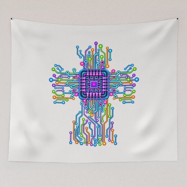 Item preview, Cross Circuit Board Core – Computer Virus Futuristic Cyber Tech Art designed and sold by Genius Geek.