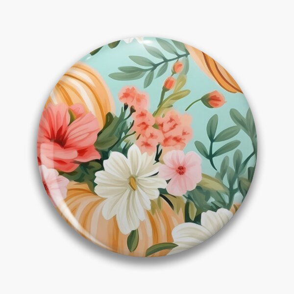 Item preview, Floral Pumpkin Seamless Pattern — Mint Blue Floral Autumn Harvest Art designed and sold by LYAN-STORE.