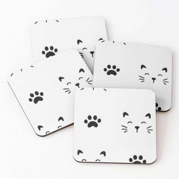 Item preview, Cute Minimalist Cat Face and Paw Print Sticker Pack — Black Line Kawaii Kitty Art designed and sold by LYAN-STORE.