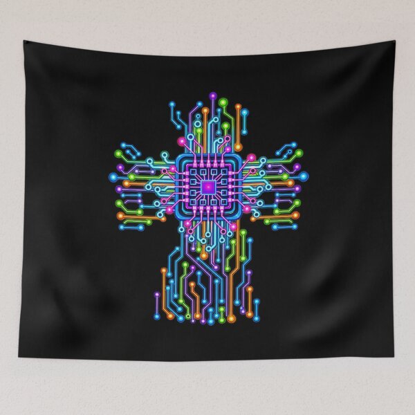 Item preview, Cross Circuit Board Core – Computer Virus Futuristic Cyber Tech Art designed and sold by Genius Geek.