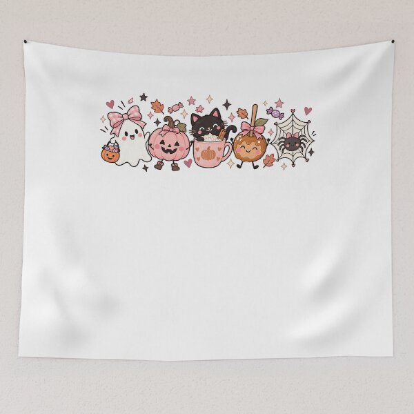 Item preview, Cute Pastel Halloween Friends Ghost Pumpkin Cat Fall Design designed and sold by LandFinStudio.