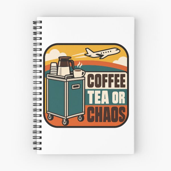 Aperçu de l'œuvre Cadeau pour hôtesse de l'air - Café, thé ou chaos créée et vendue par RedRubyBubble.