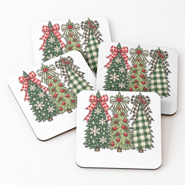 Item preview, Vintage Christmas Trees with Bows, Festive Holiday Design designed and sold by LandFinStudio.