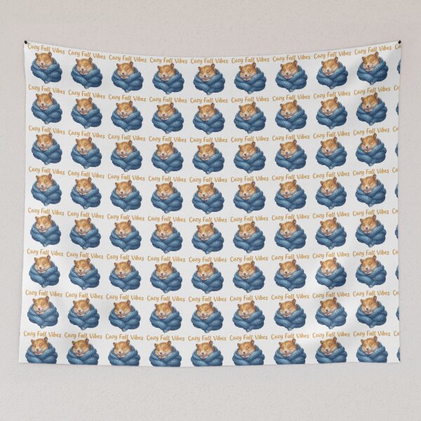 Item preview, Cozy Fall Vibes Hamster Art - Cute Sleeping Pet Scarf Design designed and sold by ChameleonStars.