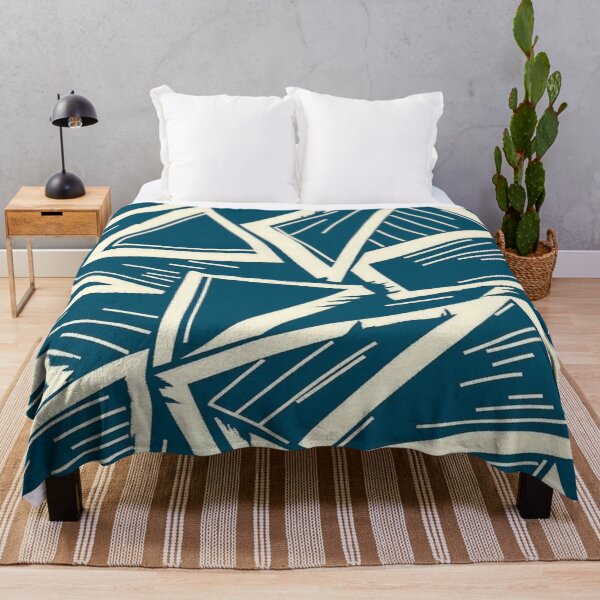 Item preview, Abstract Linocut Triangles Seamless Pattern — Deep Teal & Cream Geometry Art designed and sold by LYAN-STORE.