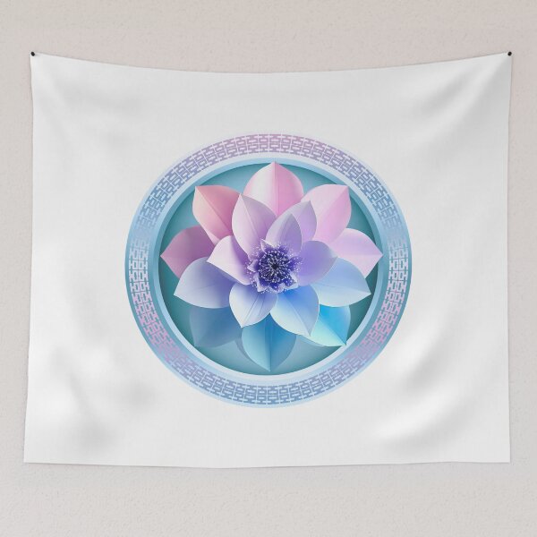 Item preview, Dreamy Pastel Blue Lotus Crystal Mandala Art designed and sold by MinimalAurashop.