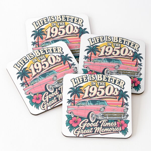 Item preview, Life Is Better in the 1950s – Retro Pink Classic Car designed and sold by justsuestudio.
