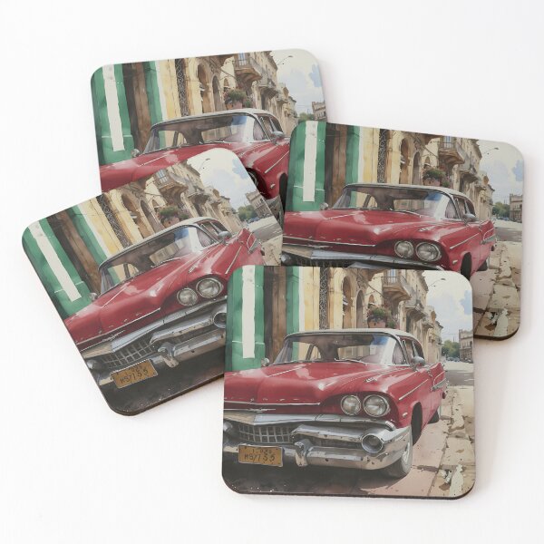 Item preview, Nostalgic Havana: Vintage Red Car Watercolor Art designed and sold by FocusedArt.