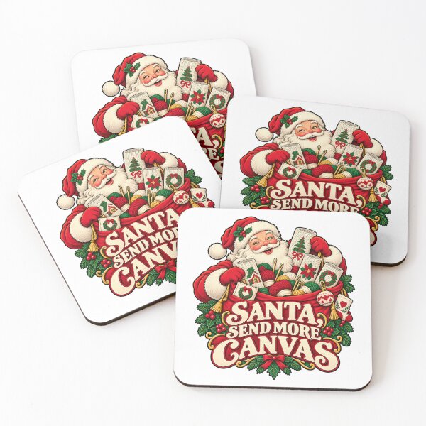 Item preview, Santa Send More Canvas - Funny Needlepoint Christmas designed and sold by WeirdlyMild.