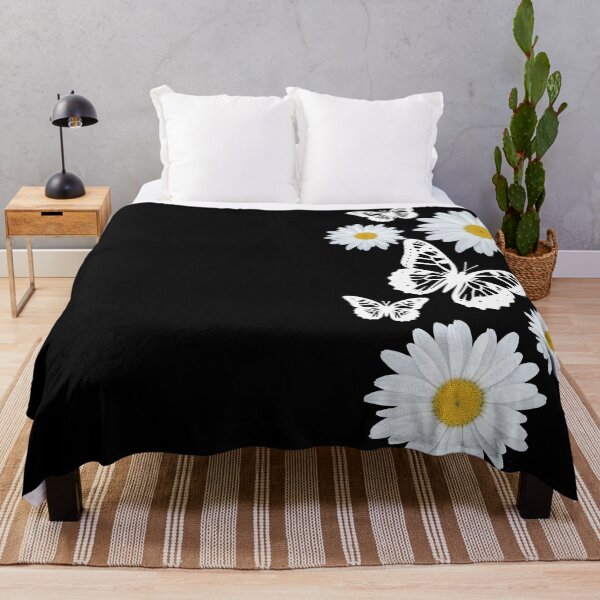 Item preview, Fantasy Elegant White Butterflies Daisies Black Shapes Mania designed and sold by Shapes-Mania.