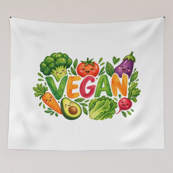 Item preview, Happy Veggies Vegan Lifestyle Watercolor designed and sold by JrNergal.