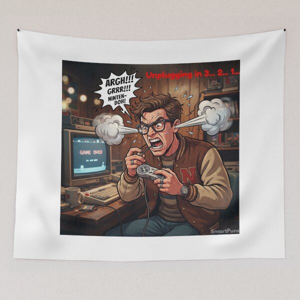 Item preview, Funny Retro Gamer Rage Quit Unplugging Comic Art designed and sold by SmartPuns.