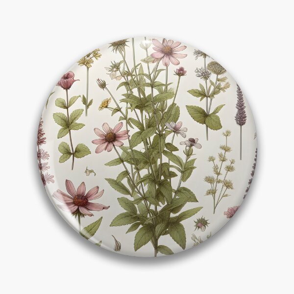 Item preview, Detailed botanical illustration featuring various wildflowers with delicate pink, white, and yellow blossoms designed and sold by homydesign.
