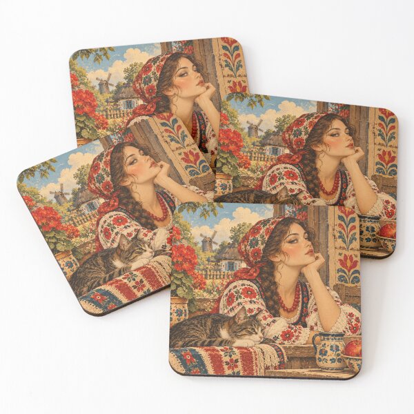 Item preview, Polish Folk Vintage – Dziewczyna z Kotem designed and sold by Cleora Art .