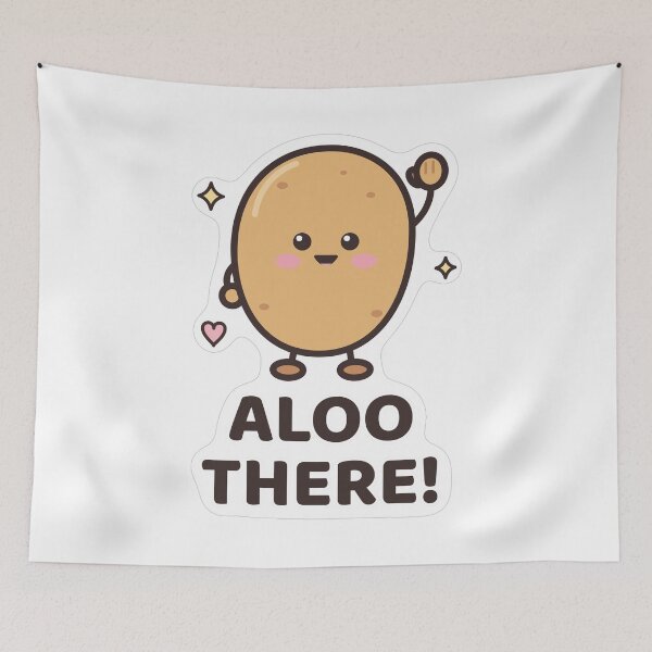 Item preview, Cute Kawaii Potato - Aloo There Desi Pun Sticker designed and sold by Chai & Chaos.