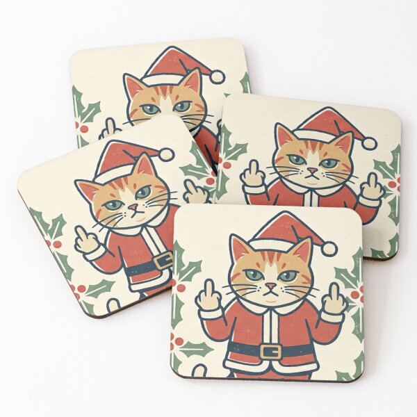 Item preview, Mood: Santa Cat Double Middle Finger - Retro Christmas designed and sold by diulid.