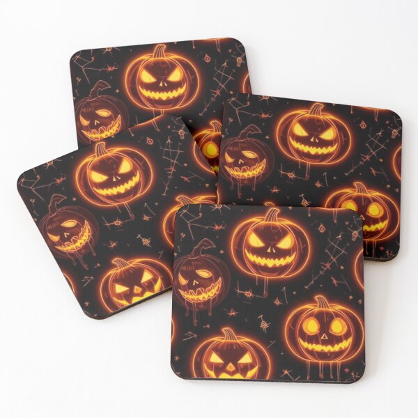 Item preview, Glowing Neon Jack O Lantern Pumpkins — Spooky Halloween Seamless Pattern designed and sold by LYAN-STORE.