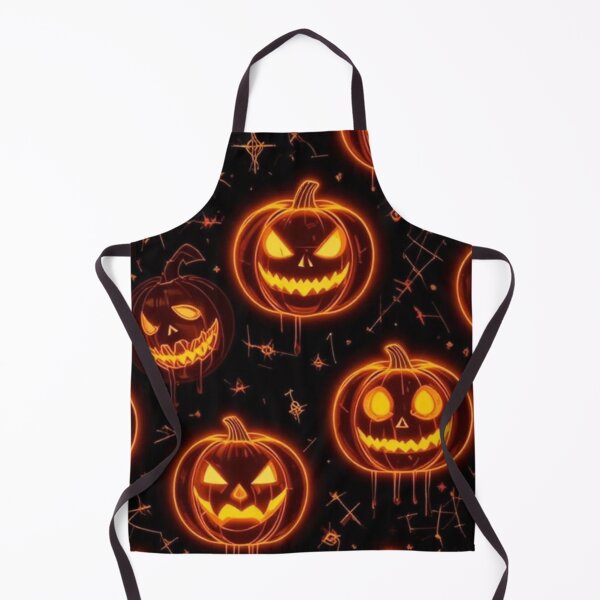 Item preview, Glowing Neon Jack O Lantern Pumpkins — Spooky Halloween Seamless Pattern designed and sold by LYAN-STORE.