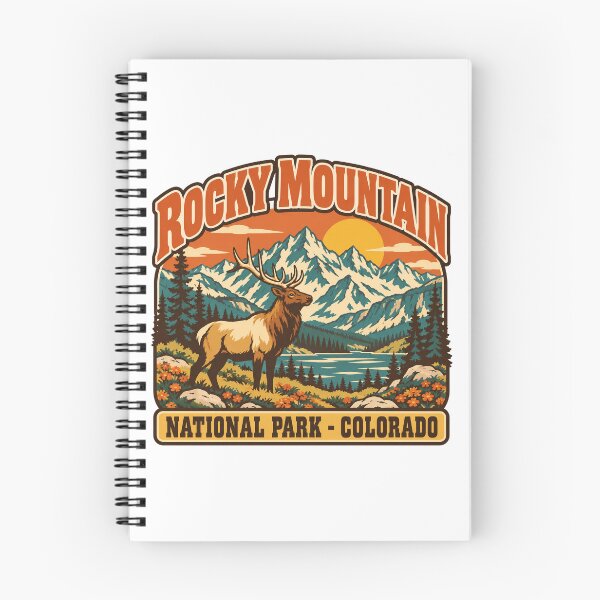 Artikelvorschau, Geschenkidee für den Rocky-Mountain-Nationalpark – Retro-Souvenir aus den Rocky Mountains entworfen und verkauft von RedRubyBubble.