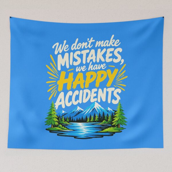 Item preview, Bob Ross Happy Accidents Quote Mountain Painting designed and sold by karamram.