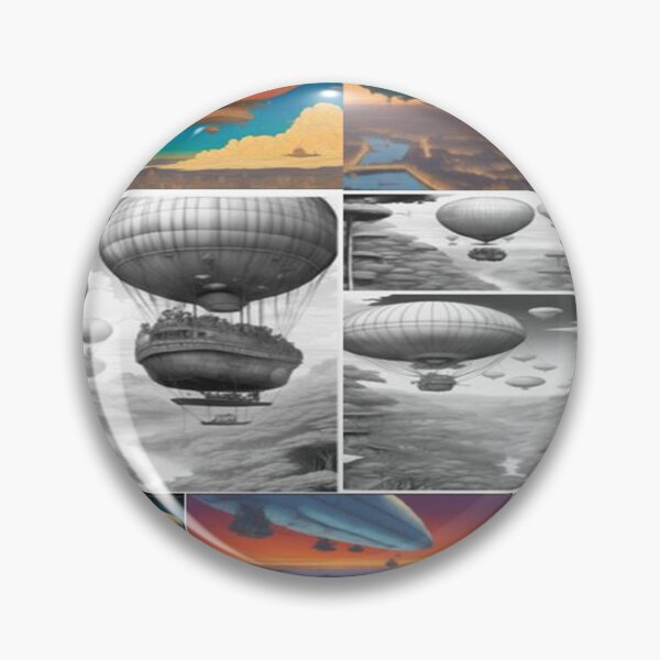 Item preview, Comic Strip Airships and Air Ballons (black and white/colour) designed and sold by Mic Mic Burn-Bright.