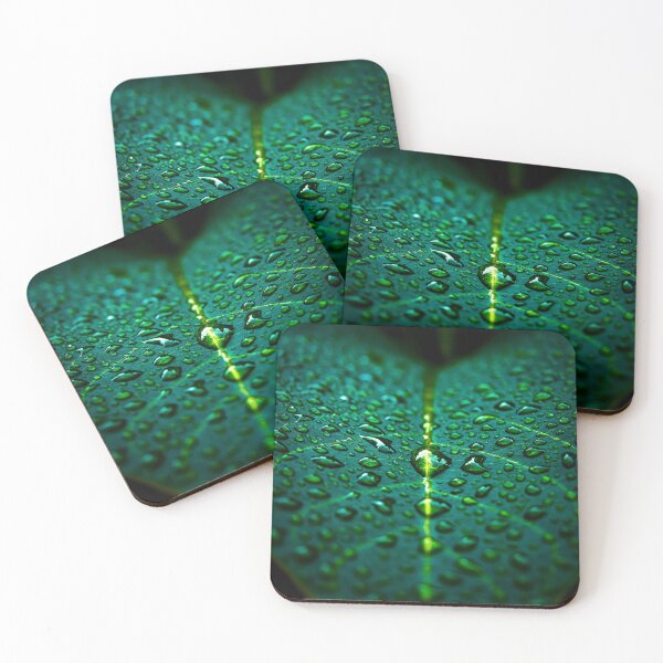 Item preview, Close-up of a vibrant green leaf covered in glistening water droplets, reflecting light designed and sold by homydesign.