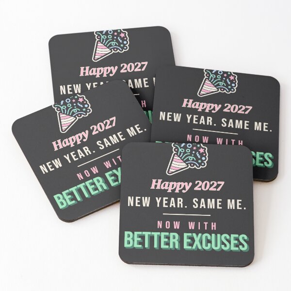 Item preview, Happy 2027 New Year Same Me Better Excuses Funny Resolution designed and sold by SickDesign.