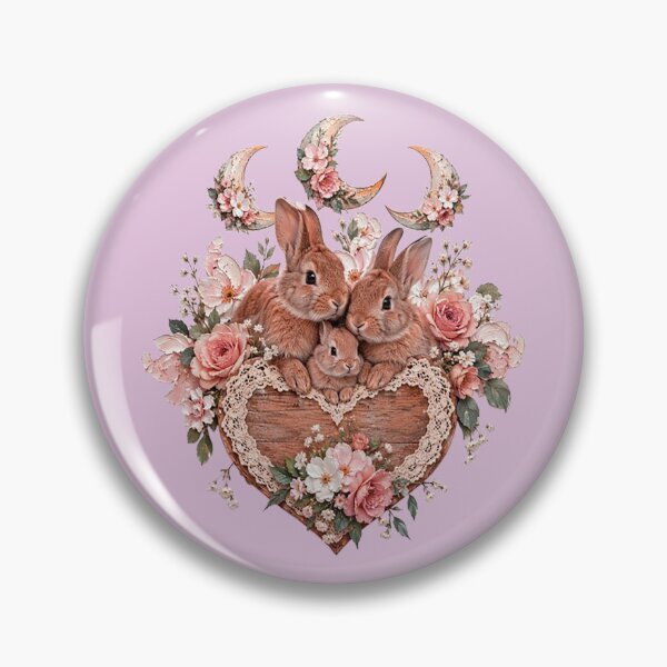 Item preview, Vintage Bunny Family In Lace Heart And Moons designed and sold by the artedivino.