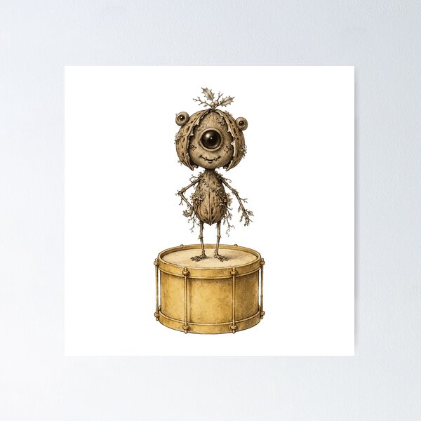 Item preview, Walnut Creepling Drum Three Eyes Christmas designed and sold by Faelottie.