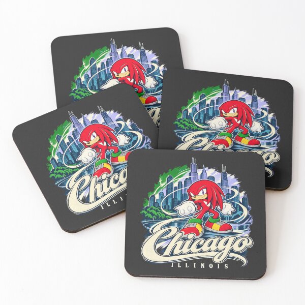 Item preview, Knuckles Chicago Illinois Red Sonic Style Character City Skyline Waterfront Scene designed and sold by Pliable.