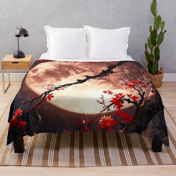 Item preview, Full Moon Night Landscape — Red Maple Leaves & Celestial Japanese Aesthetic Art designed and sold by LYAN-STORE.