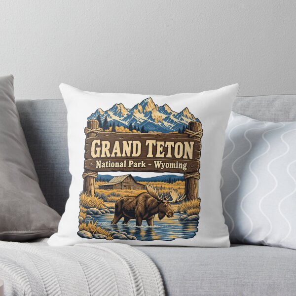 Item preview, Grand Teton Wyoming Vintage Trail Sign Moose Teton Range Hiking Souvenir designed and sold by North Shore Prints.