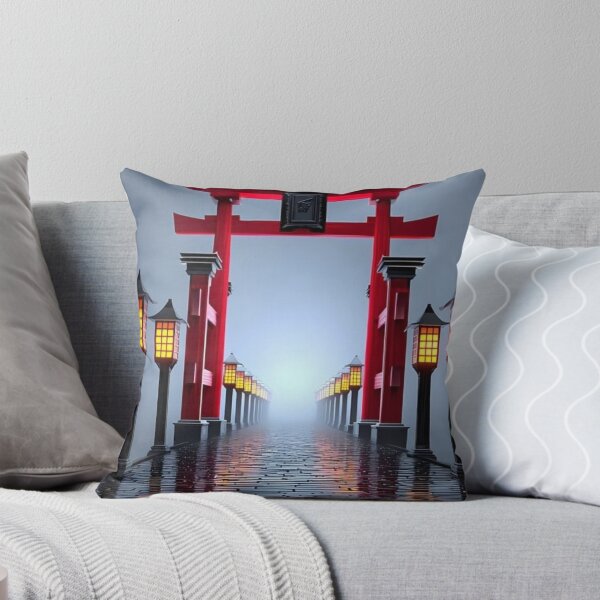 Item preview, Japanese Torii Gate in Fog — Red Shrine Gate & Glowing Lanterns Art designed and sold by LYAN-STORE.