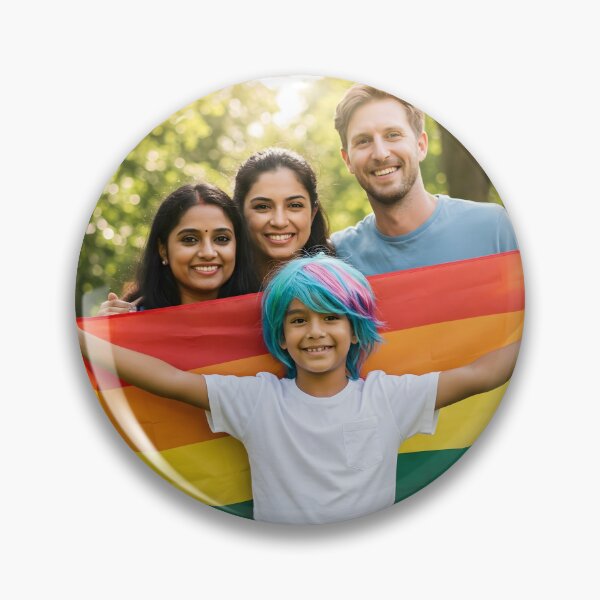 Item preview, Four smiling people holding a rainbow pride flag outdoors in a park designed and sold by homydesign.