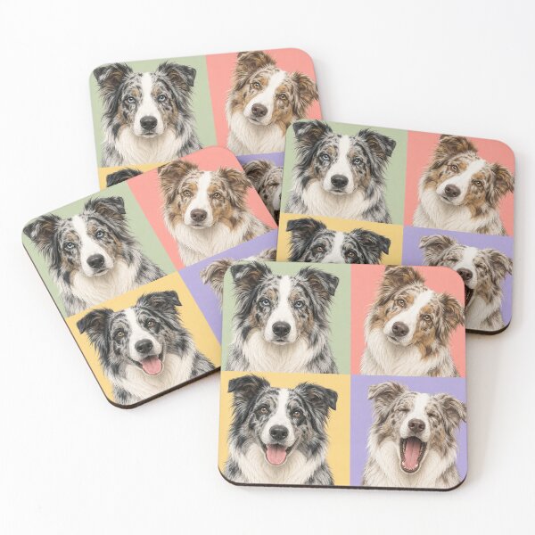 Item preview, Blue Merle & Red Merle Australian Shepherd Portraits designed and sold by pixiedustpaint.