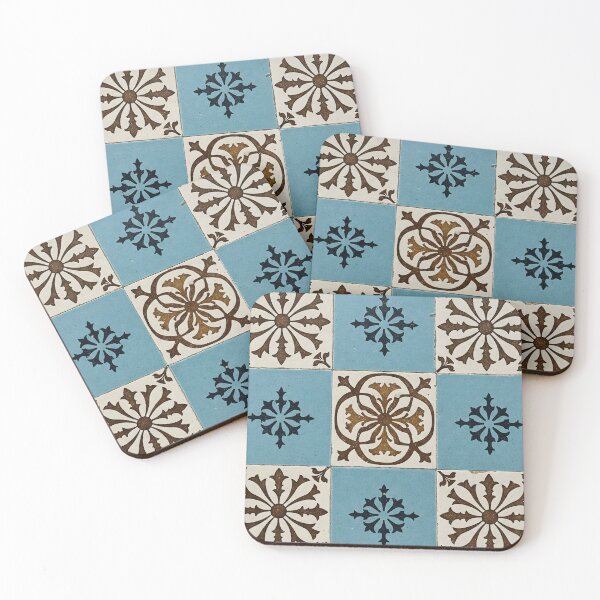 Item preview, Intricate floral tile pattern in brown, blue, and white hues designed and sold by homydesign.