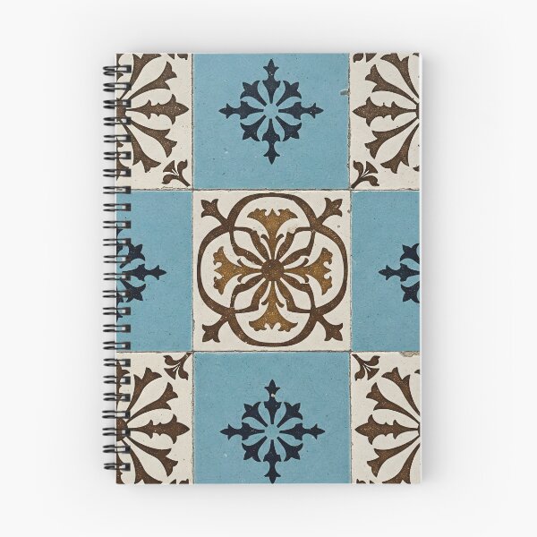 Item preview, Intricate floral tile pattern in brown, blue, and white hues designed and sold by homydesign.