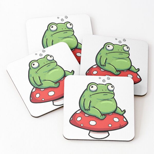 Item preview, Overstimulated Frog Sitting On Mushroom Funny Burnout Meme Sticker designed and sold by Thuzito.
