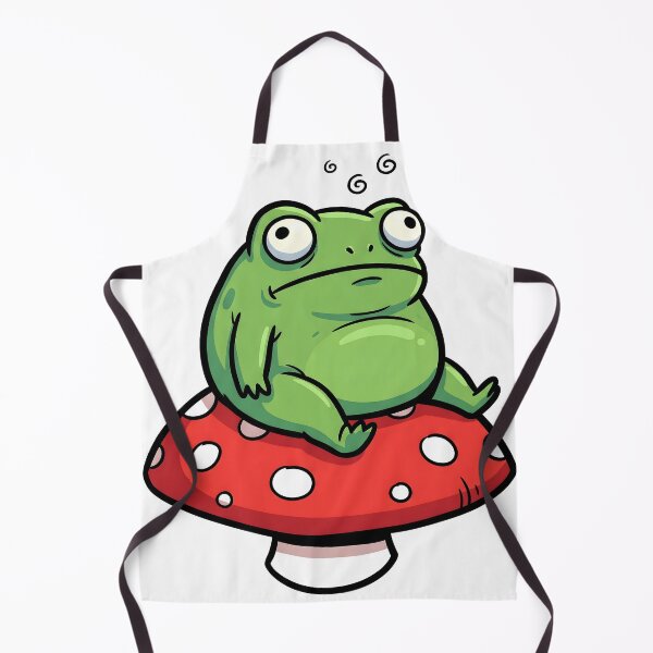 Item preview, Overstimulated Frog Sitting On Mushroom Funny Burnout Meme Sticker designed and sold by Thuzito.