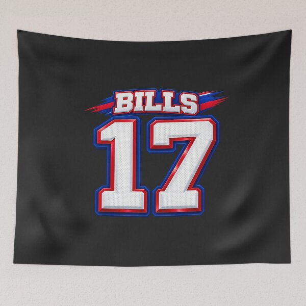 Item preview, Bills 17 Jersey Number White Mesh Texture Red Blue Outline Fan Number designed and sold by Pliable.