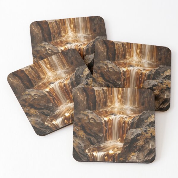 Item preview, Golden Waterfall Luxury Abstract Nature Art    designed and sold by MargaretWiktor.
