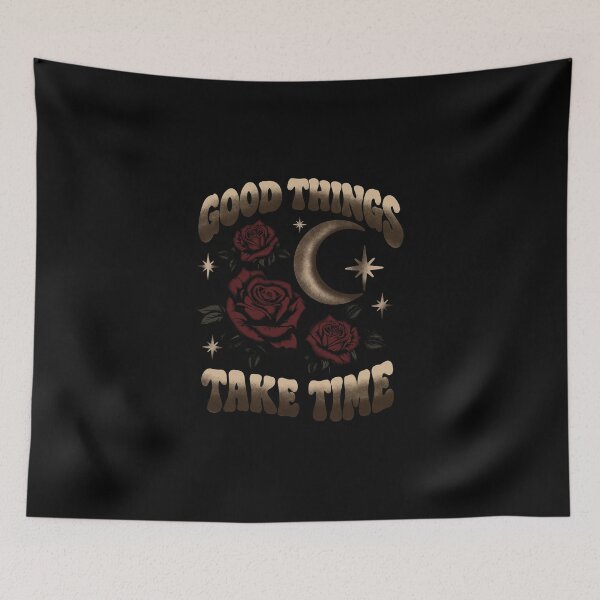 Item preview, Good Things Take Time – Dark Romance Red Roses & Crescent Moon designed and sold by GracefulbyElmes.