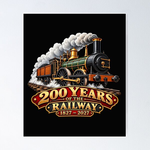 Item preview, 200 Years of the Railway 1827–2027 Vintage Steam Train Anniversary designed and sold by Genius Geek.