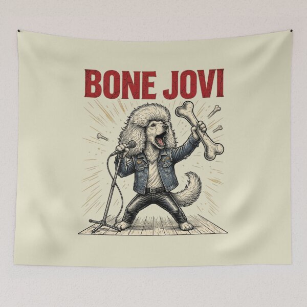 Item preview, Bone Jovi Singer Dog Funny 80s Rock Dog Singer Gift Dog Lover Retro Music Gift designed and sold by FurRealStudioCo.
