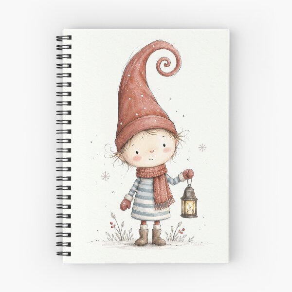 Item preview, Cute Christmas Elf with Lantern – Scandinavian Winter Watercolor Art designed and sold by Darlin8888.