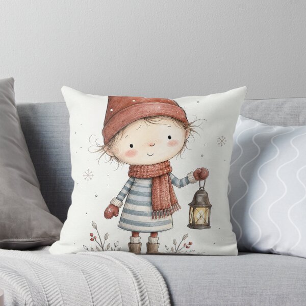 Item preview, Cute Christmas Elf with Lantern – Scandinavian Winter Watercolor Art designed and sold by Darlin8888.