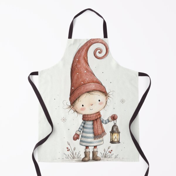 Item preview, Cute Christmas Elf with Lantern – Scandinavian Winter Watercolor Art designed and sold by Darlin8888.