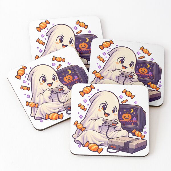 Item preview, Gamer ghost and Halloween candy – Kawaii retro gaming designed and sold by Pixel Sakura Gallery.