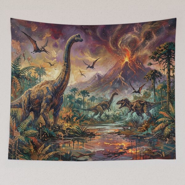 Item preview, Dinosaurs Jurassic Era Expressionist Volcano designed and sold by JonelleTshirts.