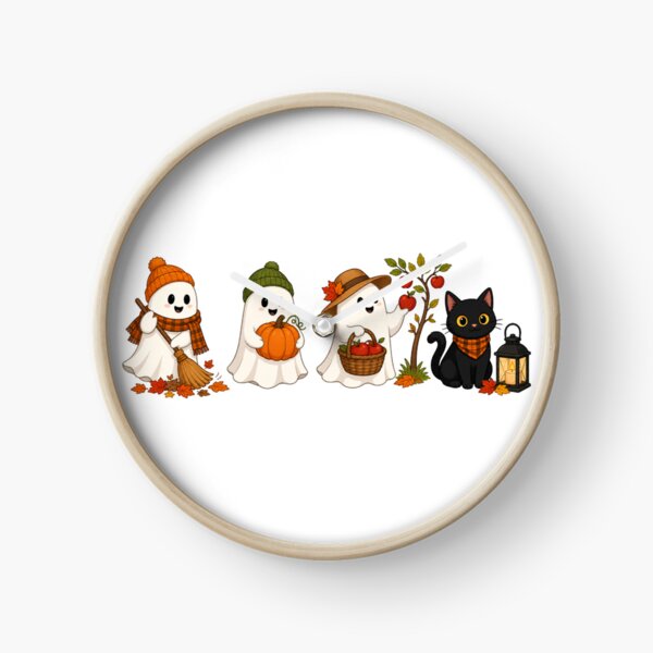 Item preview, Fall Ghosts and Black Cat, Cozy Autumn Halloween, Pumpkin Apple Picking Spooky Season designed and sold by BakersTees.